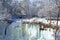 Minnehaha falls, footbridge, winter