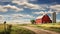 Minnesota Farmland: Lush Green Fields Under a Cloudy Blue Sky. Generative ai