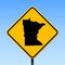 Minnesota map on road sign.