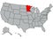 Minnesota vector illustration in gray color. United States of America map. Highlighted in red territory of the US. Contours of the