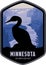 Minnesota vector label with Common Loon in Gooseberry Falls State Park