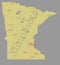 Minnesota vector State Map with Community Assistance and Activates Icons Original pastel Illustration isolated on gray background.