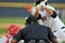 Minor league baseball - umpire watches the pitch