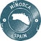 Minorca map vintage stamp.