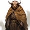 Minotaur In Brown Cloak: A Charming Digital Painting With Monochromatic Mastery
