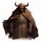 Minotaur In Brown Cloak: A Dark Knight With Exaggerated Proportions