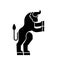 Minotaur Heraldic animal Silhouette. Man with bull head. Fantastic Beast. Monster for coat of arms. Heraldry design element.