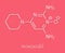 Minoxidil male pattern baldness androgenic alopecia drug molecule. Skeletal formula.