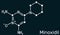 Minoxidil molecule. It is an antihypertensive vasodilator medication, is used to treat hair loss. Structural chemical formula on