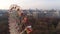 Minsk aerial drone shot autumn of the city amusement park view ferris wheel attraction recreation