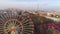 Minsk aerial drone shot autumn of the city amusement park view ferris wheel attraction recreation