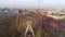 Minsk aerial drone shot autumn of the city amusement park view ferris wheel attraction recreation