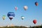 Minsk, Belarus. 13-September-2014: view of hot air baloons flying over Minsk city at the Championship of Belarus
