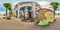 Minsk, Belarus - 2018: 3D spherical panorama of the party loft courtyard with place for sitting with 360 viewing angle . Ready for