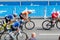 MINSK, BELARUS - 22 June 2019: 2nd European Games Women`s cycle road race. Athlets is on home stretch