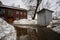 Minsk, Belarus - April 01, 2013 - Old historic houses before being demolished in the center of Minsk. District Grushevka