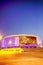 Minsk- Belarus, April 23, 2019: Minsk Arena Complex as the Main Sport Venue with Violet Night Illumination for the Second European