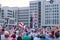 Minsk, Belarus, August 18, 2020: Protests against results of president elections in Belarus. Crowd of people on peaceful meeting