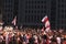 Minsk, Belarus, August 18, 2020: Protests against results of president elections in Belarus. Crowd of people on peaceful meeting