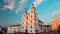 Minsk, Belarus. Cathedral Of The Holy Spirit During Sunset Time. Historic Area Nemiga.