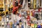 . Minsk, Belarus - January 5, 2019. store aisles with shelves full of household tools. There are also screws and fixing material