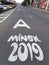 Minsk, Belarus - June 30, 2019: Special traffic lane for transport of participants of Second European Games