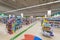 Minsk, Belarus - March 26, 2018: Interior of toys section in the children`s shop