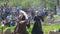 Minsk, Belarus - May 20, 2017: Beautiful ladies of knights in medieval clothes.