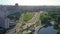 MINSK, BELARUS - MAY, 2019: Aerial drone shot view of Nemiga and Pobeditelei avenue, city centre from above