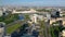 MINSK, BELARUS - MAY, 2019: Aerial drone shot view of Nemiga and Pobeditelei avenue, city centre from above