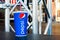 Minsk, Belarus, may 23, 2017: Drink Pepsi on the background of steel truss girder construction with outdoor concert stage. Pepsi i