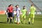 MINSK, BELARUS - MAY 6, 2018: Soccer players argue, conflict during the Belarusian Premier League football match between