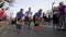 MINSK, BELARUS- SEPTEMBER 15, 2019: Girls warm up before the start of the race on the floor of the marathon. Warm up for