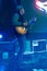 Minsk, Belarus, September 21, 2019. guitarist performs on stage