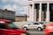 Minsk, Belarus. Titanium Color Volkswagen Polo Car In Fast Motion On Street