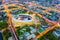 Minsk stadium holding public event. Main football arena aerial