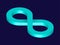 Mint 3D Infinity Symbol on Dark Blue  Background. Endless Vector Logo Design. Concept of infinity for your web site design, logo,