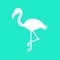 Mint background with white flamingo silhouette