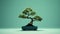 Mint Bonsai Tree Graceful Curves And Earthy Colors In Porter Minimalist Style