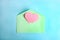 Mint envelope with pink heart