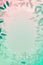 Mint Green Light Pink Background Silhouettes Leafy Branches Vertical Mobile Postcard. Generative AI