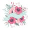 Mint green and pink clipart flowers