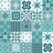 Mint green seamless pattern, spanish portuguese tile contrast vector illustration
