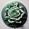 Mint green and white colored rose decorated with gold glitter.