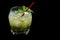 Mint Julep as Seen from the side on Black Background