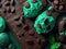 Mint melted cream on chocolate. Generative AI.