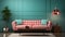 Mint pink sofa eclectic living room ai generated background image