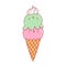 Mint strawberry ice cream vector character