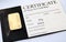 Minted gold bar weighing 20 grams with certificate