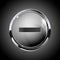 Minus button. 3d shiny gray icon for media